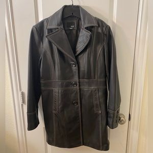 a.n.a., Large, Soft Black Leather Coat
